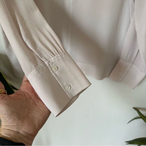 Everlane The Clean Silk Notch Long Sleeve Shirt Size 10 - Picture 6 of 7